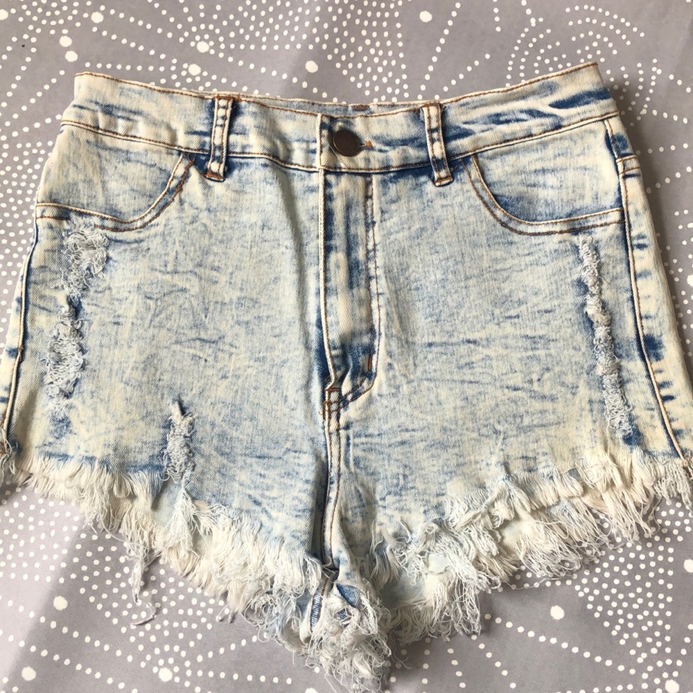 High waisted jean shorts